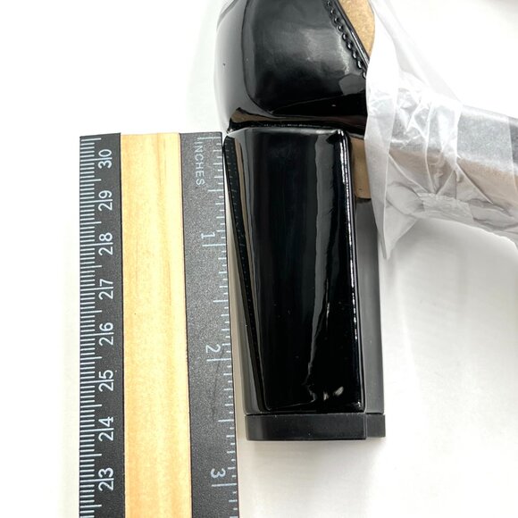 Nine West Womens 7.5M‎ Pruce Black Patent Open Toe Block Heels Sandals Shoes - Picture 12 of 12
